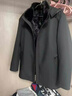 BESNOS意大利品牌尼克服男水貂內膽中長(cháng)款派克服貂皮外套大衣冬 黑色 L (170) 曬單實(shí)拍圖