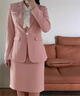 羅蒙（ROMON）職業(yè)西裝套裝女春秋藝考播音主持人正裝演講服售樓部工裝工作服冬 粉色西裝+短裙 S 曬單實(shí)拍圖