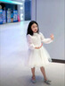 奧萬森aowansen女童禮服輕奢小眾鋼琴演出服兒童生日公主裙女孩主持人花童婚禮裙 2306白色 長袖 +送皇冠 120 cm 曬單實(shí)拍圖