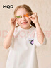 馬騎頓（MQD）男女童夏季新品學(xué)院風(fēng)簡(jiǎn)約百搭卡通趣味短袖親膚柔軟T恤 本白 150 曬單實(shí)拍圖