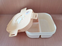沃德百惠（WORTHBUY）水果盒便攜外出帶春游小學(xué)生專(zhuān)用兒童食品級密封零食保鮮便當飯盒 米黃3分格900ml 曬單實(shí)拍圖