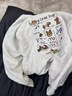 魯雅爾韓系流行重工刺繡狗狗連帽衛衣女春秋季復古可愛(ài)寬松百搭重磅外套 白灰色 常規款 L 曬單實(shí)拍圖