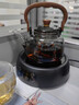 全度玻璃提梁壺家用小型電陶爐煮茶器燒水壺大容量保溫玻璃茶壺 提梁壺（煙灰色）+康米電陶1 曬單實(shí)拍圖