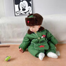迪士尼（Disney）軍大衣兒童套裝加絨軍綠色嬰兒棉衣加厚寶寶棉服東北小孩冬季衣服 軍大衣_分體款送帽子包包 73 cm 建議15-18斤 曬單實(shí)拍圖