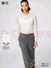 優(yōu)衣庫女裝HEATTECH EXTRA WARM 混紡圓領(lǐng)T恤/長(cháng)袖 9%羊絨 478955 478955/30淺米色 M 曬單實(shí)拍圖