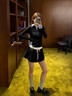 AAISUP美式假兩件polo領(lǐng)T恤女2025年春秋設計感小眾格子拼接長(cháng)袖上衣潮 黑色 M 曬單實(shí)拍圖
