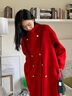 歌芭杉（GEBASHAN）品牌女裝紅色雙面呢外套女2025冬季新款高級(jí)感赫本風(fēng)立領(lǐng)毛呢大衣 紅色 S 曬單實(shí)拍圖