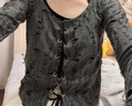 妙奕嘉假兩件辣妹長(cháng)袖t恤女修身韓系秋裝新款上衣外穿洋氣減齡潮流設計 假兩件掛脖綁帶廢土風(fēng)酷颯上衣 L 【建議85-118斤】 曬單實(shí)拍圖
