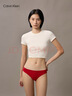 Calvin Klein內衣女士三條裝提花腰邊ck純色舒適棉質(zhì)微彈性感比基尼三角內褲女 Z7Z-太空黑/牛乳白/胭脂紅 3條 S 曬單實(shí)拍圖