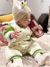 心楠嬰兒連體衣0-3歲新生寶寶冬季衣服夾棉保暖加厚棉衣外出冬裝爬服 奶綠恐龍嬰兒連體衣 80cm 曬單實拍圖