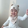 貝娜茜嬰兒帽子春秋季寶寶胎帽護囟門帽嬰幼兒套頭帽秋冬季加厚保暖新款 mm小熊-卡其 帽子+三角巾 3-15個月 38-46CM 曬單實拍圖