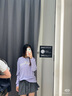 UR2025秋季新款女裝休閑氛圍感撞色印花薄款長(cháng)袖T恤UYU450105 淡紫 (面料微透) S 曬單實(shí)拍圖