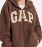 Gap女裝貼布繡花logo仿羊羔絨連帽衛衣外套600757 棕色 170/88A(L)亞洲尺碼 曬單實(shí)拍圖
