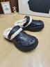 卡帝樂(lè )鱷魚(yú)（CARTELO）洞洞棉拖鞋男冬季外穿厚底增高棉鞋男女同款拖鞋黑色男款 42-43 曬單實(shí)拍圖