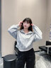 班尼路外套女開衫衛(wèi)衣女裝春秋冬新款休閑顯瘦短款上衣服連帽小個(gè)子女生 灰#純色 【高支柔綿】 XL 曬單實(shí)拍圖
