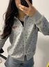 斤慕 美式復(fù)古碎花連帽衛(wèi)衣外套女春秋新款秋冬加絨加厚開衫棒球服 碎花連帽外套【M】灰色 曬單實(shí)拍圖
