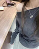 爾山集斜領(lǐng)露肩針織衫長袖毛衣早春季女修身內(nèi)搭打底衫套頭毛衣一字肩 灰色 M 曬單實(shí)拍圖