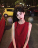 GARNUO紅色連衣裙子女夏季法式氣質(zhì)訂婚禮服敬酒服無(wú)袖背心收腰顯瘦長(zhǎng)裙 紅色【無(wú)袖長(zhǎng)款】 S 【80-100斤】 曬單實(shí)拍圖