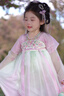 今兮古兮女童漢服春秋款幼兒園兒童古風(fēng)超仙唐裝小女孩連衣中秋 煙粉  110 曬單實(shí)拍圖