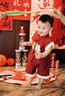 G.DUCKKIDS小黃鴨周歲禮服男寶寶抓周衣服女漢服百日宴百天滿(mǎn)月嬰兒套裝夏季 紅色+香囊 90 建議1~2歲【 80-90cm】cm 曬單實(shí)拍圖