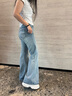 美麗衣櫥（BEAUTIFUL WARDROBE）高腰雙扣微喇牛仔褲女生秋季休閑長褲寬松氣質(zhì)垂感拖地設(shè)計馬蹄褲 曬單實拍圖