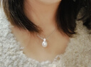 周大生*DC碎銀子珍珠吊墜項鏈純銀輕奢素珠鎖骨鏈生日禮物送女友 銀色 曬單實(shí)拍圖