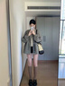 溫格芳小個(gè)子風(fēng)衣外套女2025年秋季新款韓系高級感時(shí)尚百搭短款夾克上衣 灰綠色 M （建議106—115斤） 曬單實(shí)拍圖
