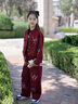 女童牛仔套裝秋裝2025新款兒童女大童洋氣時(shí)髦童裝牛仔外套兩件套 酒紅色套裝【外套+褲子】 160 曬單實(shí)拍圖
