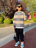 G.DUCKKIDS男童加厚毛衣秋冬款2025新款中大兒童冬裝男孩打底針織衫痞帥上衣 藍色 150 cm 曬單實(shí)拍圖