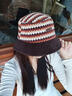 CACUSS帽子女冬季保暖漁夫帽大頭圍顯臉小盆帽復古格紋泰迪絨帽子 咖色 曬單實(shí)拍圖