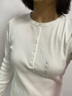 優(yōu)衣庫女裝羅紋亨利領(lǐng)T恤/長袖修身短款內(nèi)搭打底25新款479591 01 乳白色 L /160/88A 曬單實拍圖