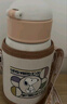 史努比（SNOOPY）兒童保溫杯帶吸管直飲男女小學生316不銹鋼喝水杯子雙蓋壺500ml咖 曬單實拍圖