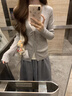 蝶嬌諾（DIEJIAONUO）連衣裙子女裝2025年秋季新款韓系甜妹慵懶風松弛感穿搭法式溫柔風 外套+背心內搭+裙子 S 曬單實拍圖