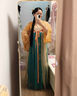 重回漢唐洛水云裳原創(chuàng  )齊胸襦裙套裝披帛唐制漢服女裝春夏 橘藍套裝（破裙版-綠里）/現貨 L 曬單實(shí)拍圖