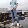 花花公子（PLAYBOY）牛仔褲男士春秋季破洞2025新款9分哈倫修身小腳九分褲子男款 3015藍色 九分 31 曬單實(shí)拍圖