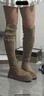 COSMICKISS兩穿翻折疊厚底長(cháng)筒靴女秋冬季過(guò)膝絨面長(cháng)靴女款顯瘦高筒騎士靴子 卡其色 36 曬單實(shí)拍圖