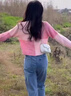 壹源港軟糯小眾針織衫女春秋2025新款洋氣甜美減齡拼接短款毛衣開(kāi)衫外套 粉紅色 M 建議95-110斤 曬單實(shí)拍圖