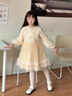 Dudant國際品牌女童連衣裙2025新款春秋季女孩紗裙花童禮服洛麗塔公主裙 杏色 120 cm 曬單實(shí)拍圖
