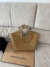 CHARLES&KEITH25秋新品仿麂皮編織大容量托特包女CK2-30701583-2 Sahara Sand沙色 L 曬單實(shí)拍圖