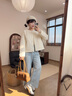 森馬（Semir）棉服女肌理菱格內搭寬松慵懶風(fēng)2025冬季新款抽繩輕薄棉衣百搭 奶白10536 M 曬單實(shí)拍圖