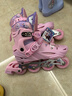 迪士尼（Disney）輪滑鞋兒童溜冰鞋女童初學(xué)者套裝滑輪鞋滑冰旱冰鞋 粉冰雪 L 曬單實(shí)拍圖