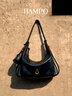 半坡飾族（bampo）金元包大號 頭層牛皮hobo包單肩包秋冬新款斜挎腋下包女 墨碳黑930 曬單實(shí)拍圖
