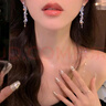 CHOMELTINEE流蘇耳釘女顯臉小耳墜輕奢禮物氣質(zhì)蚊香盤(pán)無(wú)耳洞耳夾夸張新娘耳飾 長(cháng)款流蘇耳釘 曬單實(shí)拍圖