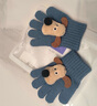 CEENIU兒童手套冬季戶(hù)外防寒分指五指套卡通可愛(ài)男女童保暖針織毛線(xiàn)手套 藍色 小狗手套 3-7歲 曬單實(shí)拍圖