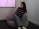 京多夢(mèng)美式復古闊腿工裝牛仔褲女2025秋季新款高腰寬松設計感直筒彎刀褲 淺藍色 M （90-105斤） 曬單實(shí)拍圖