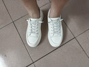 啄木鳥(niǎo)真皮小白鞋女款2025新款夏季厚底內增高夏天板鞋踩跟兩穿休閑鞋 白卡其 35 曬單實(shí)拍圖