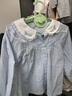 戴維貝拉（DAVE＆BELLA）兒童襯衫純棉女寶寶春裝上衣新款小童襯衣甜美女童衣服童裝 奶油藍【現貨】 100 cm（建議身高90-100cm） 曬單實(shí)拍圖