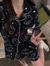 JIOESC睡衣女生夏季短袖兩件套甜美可愛卡通hellokitty學(xué)生可外穿家居服 黑色HelloKitty【兩件套】 M 【80-100斤】 曬單實拍圖