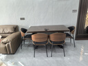 安柯樂(lè )國補中古風(fēng)下掛巖板餐桌椅組合高級感小戶(hù)型家用長(cháng)方形復古吃飯桌 巖板餐桌（胡桃色）+4張伊姆斯椅 140cm *80*75cm(長(cháng)寬高） 曬單實(shí)拍圖