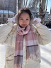 梵紜紡圍巾女秋冬季2025新款100%純羊毛圍巾女生保暖防寒披肩圍脖 【無(wú)禮盒-性?xún)r(jià)比】淺粉灰白格180*30 純羊毛180*30 曬單實(shí)拍圖